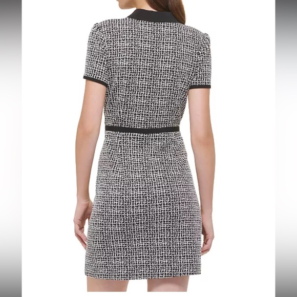 Karl Lagerfeld Black and White Sheath Mini Dress with fold over pointed collar - Picture 2 of 10